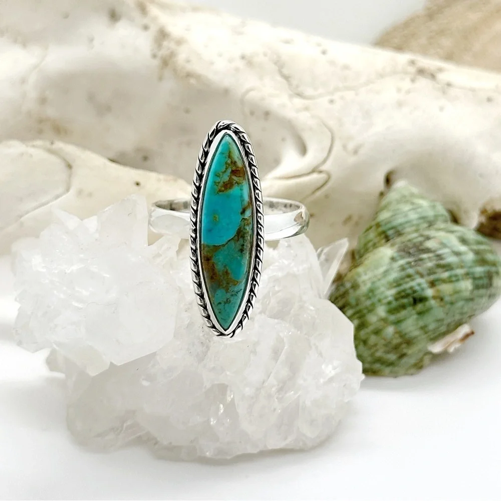 STERLING Silver Kingman Mohave Turquoise Ring